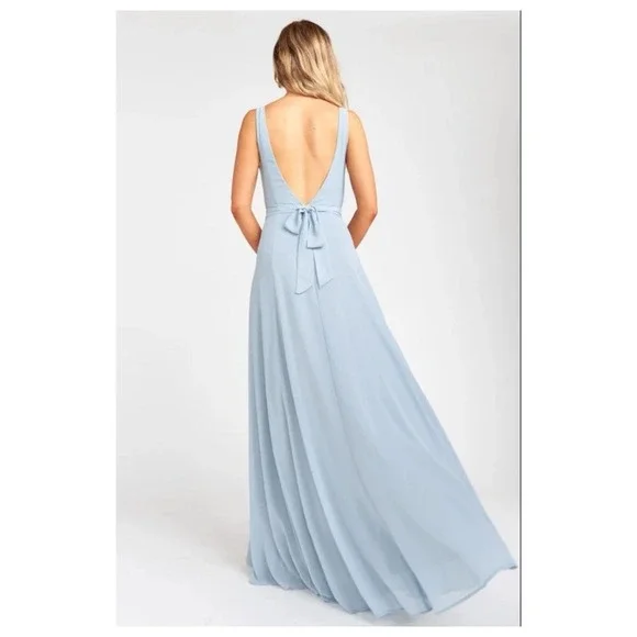 Show Me Your Mumu New Maxi Dress SMALL Jenn Icy Blue Chiffon Bridesmaids Wedding